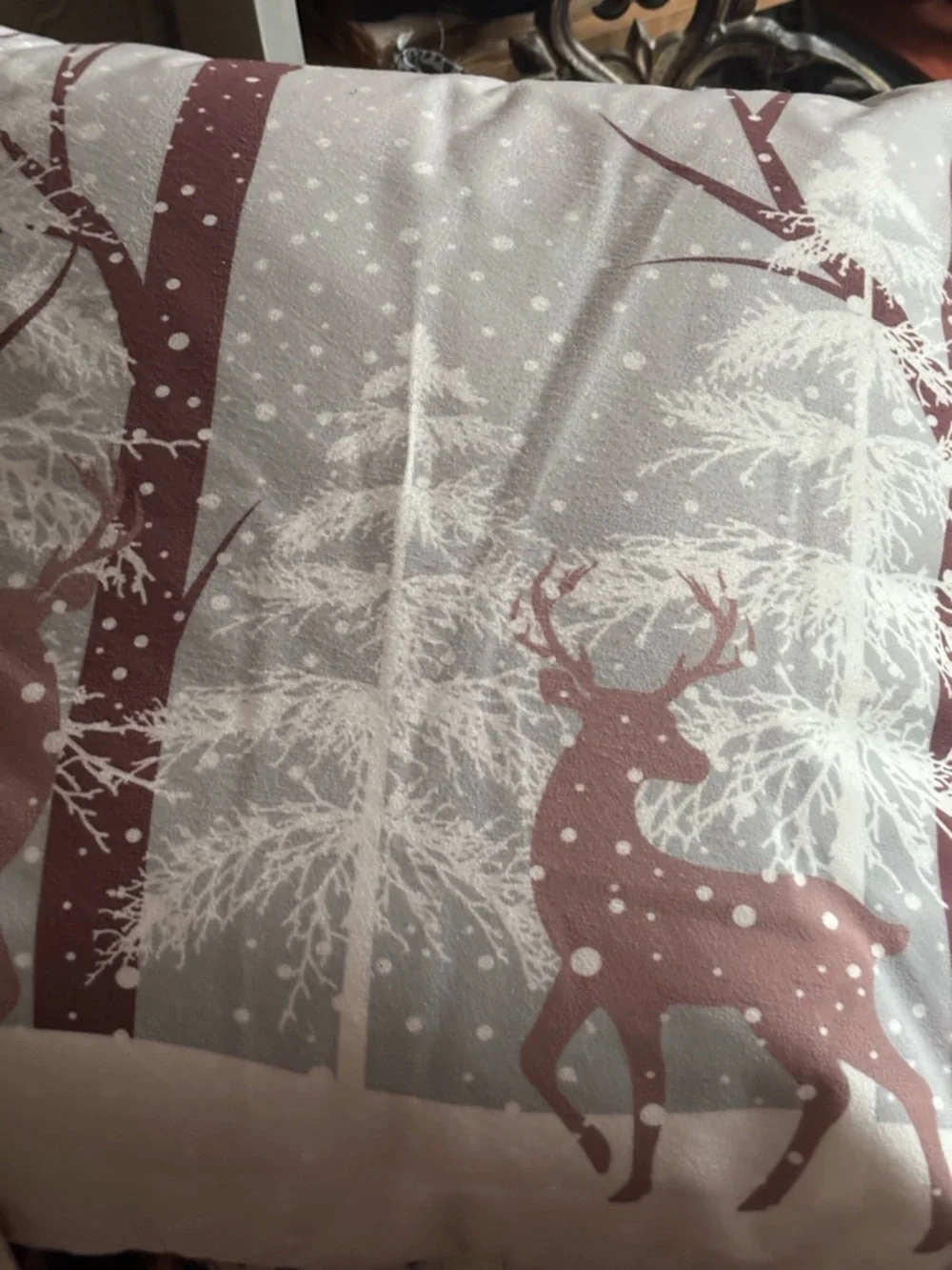 Sold 18*18. Velvet texture Deer Accent Pillow - Cream and Brown price for 1